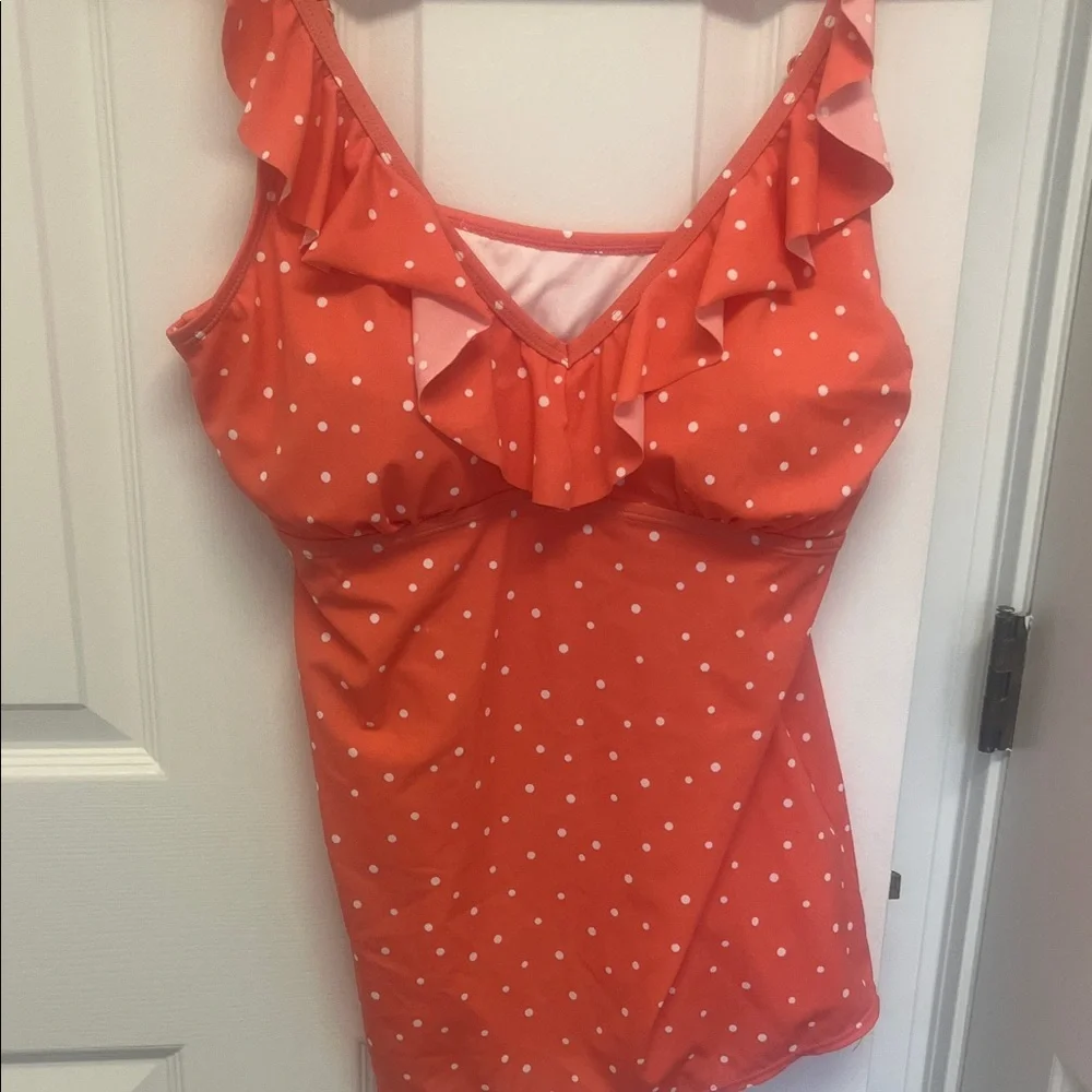 Kim Rogers Coral Polka Dot Tankini Skirt Set - Picture 4 of 7